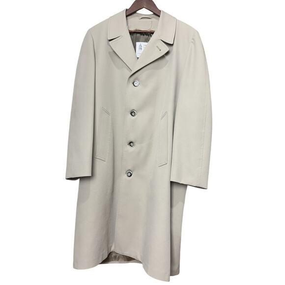 Men’s Vintage Khaki London Fog Trench Coat - Size 40 Regular - Picture 1 of 10
